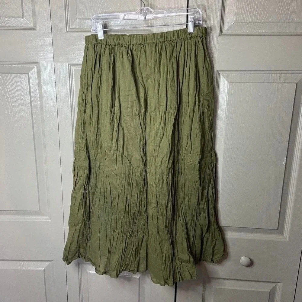 whitestag skirt  size Medium green midi flowy boho‎ indie fairy cottagecore